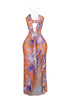 Everest Mesh Printed Ruffle Maxi Dress